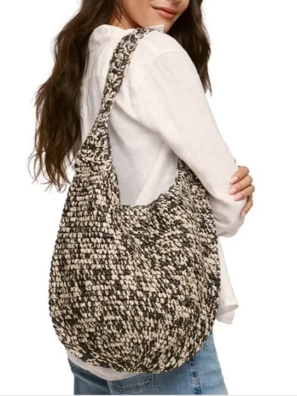 NWT Banana Republic Raffia Tote Bag (Marble)